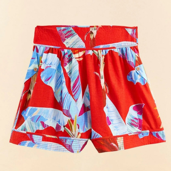 15. NWOT FARM RIO RED SWEET JUNGLE ORGANIC COTTON SHORTS - Picture 1 of 7